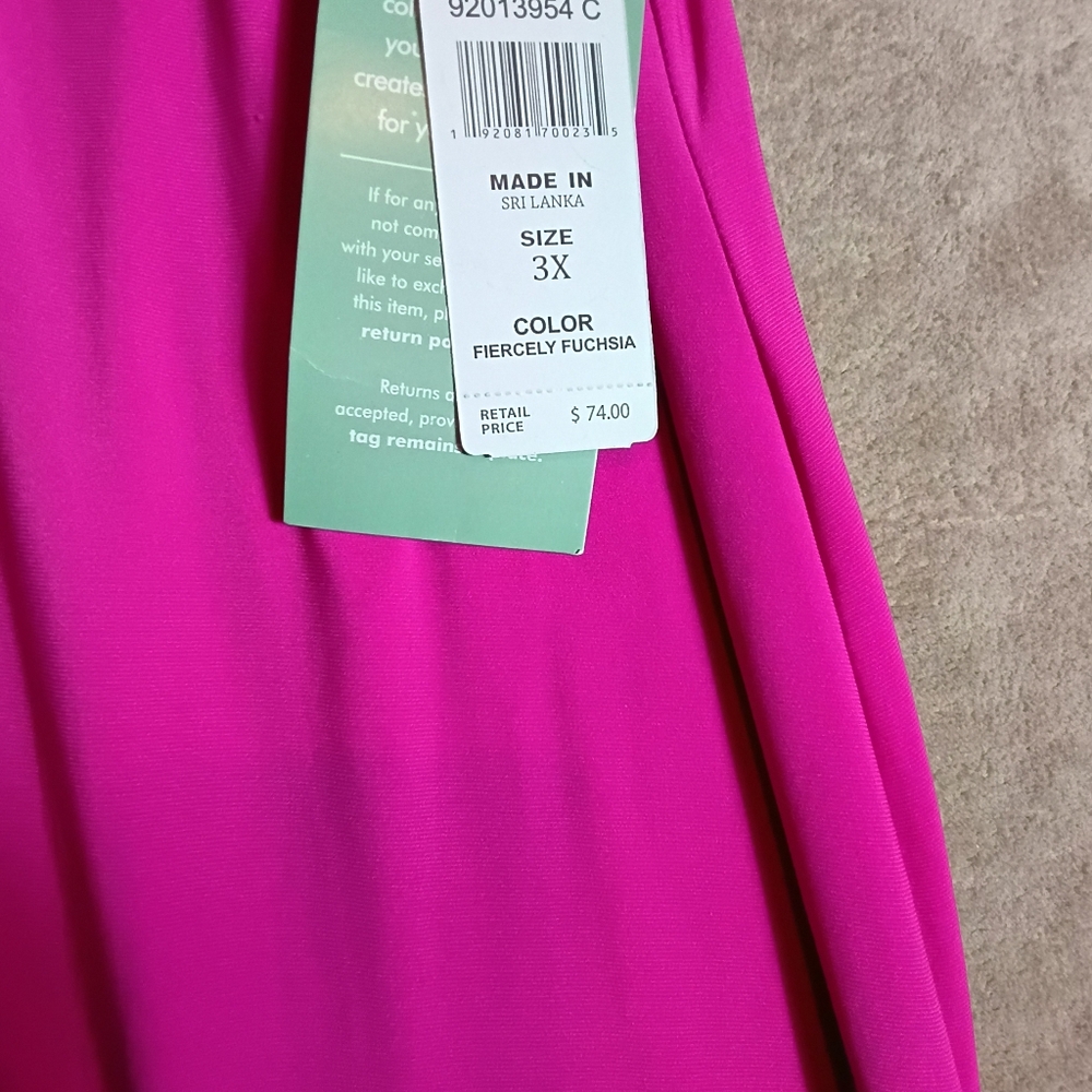 Vibrant Pink Magenta Dress Sleeveless Polo Midi By MSK New - Picture 2 of 8